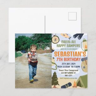 Carte Postale Camping Anniversaire Fête Enfants modernes