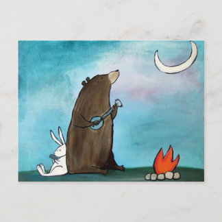 Carte Postale Camping Bear Whimsical Storybook Art
