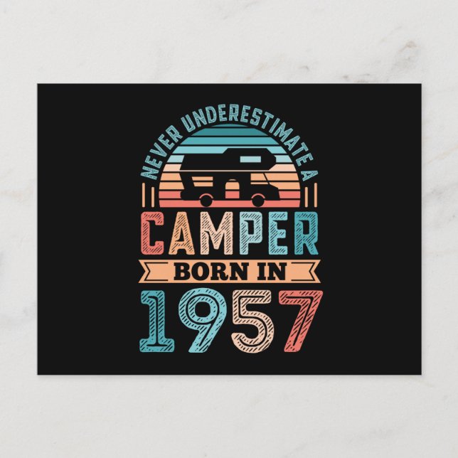 Carte Postale Camping-car né en 1957 Cadeau d'anniversaire 70 an (Devant)