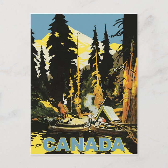 Carte Postale Camping dans la forêt canadienne (Devant)