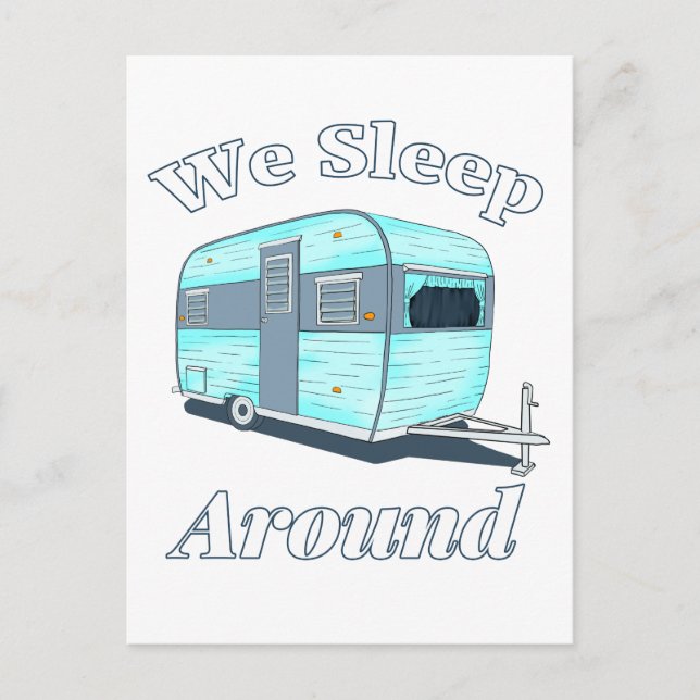 Carte Postale Camping Drôle Nous Sommes Endormi Autour Du RV (Devant)