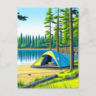 Carte Postale Camping Tente à thème dans les bois