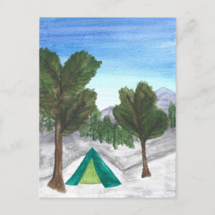 Carte postale Camping Watercolor Nature Tente