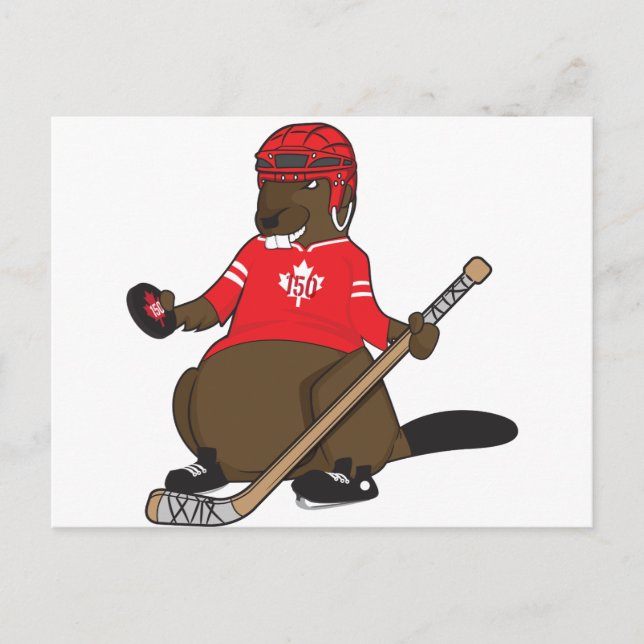 Carte Postale Canada 150 en 2017 Hockey Beaver (Devant)