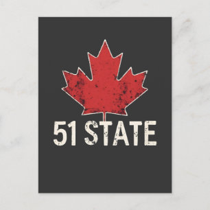 Carte Postale Canada 51e État Trump Drapeau américain et canadie