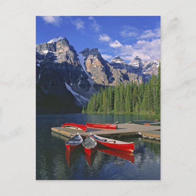 Carte Postale Canada, Alberta, Moraine Lake. Des pirogues rouges (Devant)