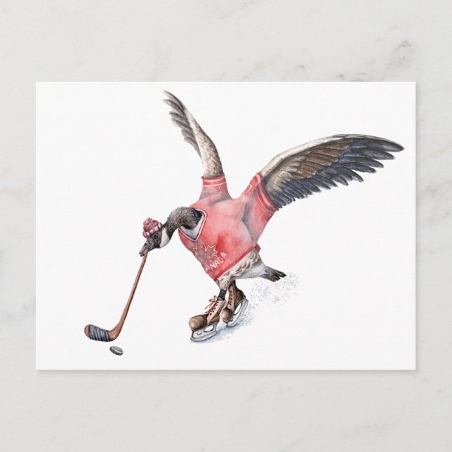 Carte Postale Canada Goose Jouer au hockey (Devant)