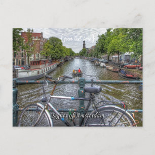 Carte Postale Canal Bridge Vue et vélo, vues d'Amsterdam