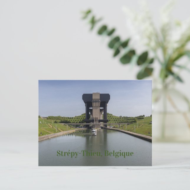 Carte Postale Canal du Centre et Ascenseur de bateau, Belgique (Debout devant)