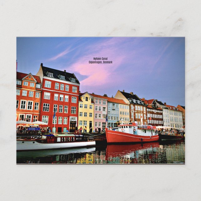 Carte Postale Canal Nyhavn, Copenhague, Danemark (Devant)