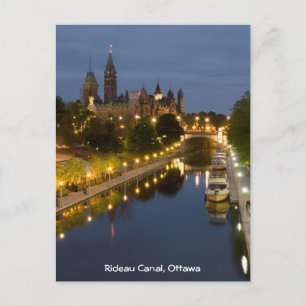 Carte Postale Canal Rideau et édifices du Parlement à la nuit