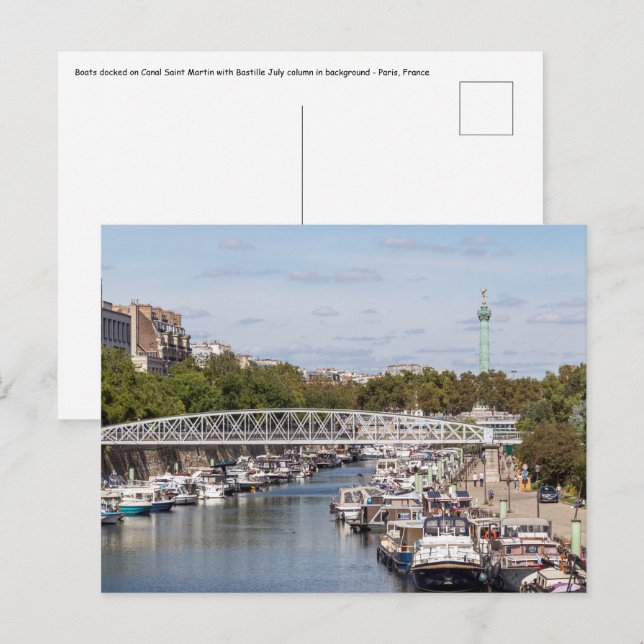 Carte Postale Canal Saint Martin - Paris (Devant / Derrière)