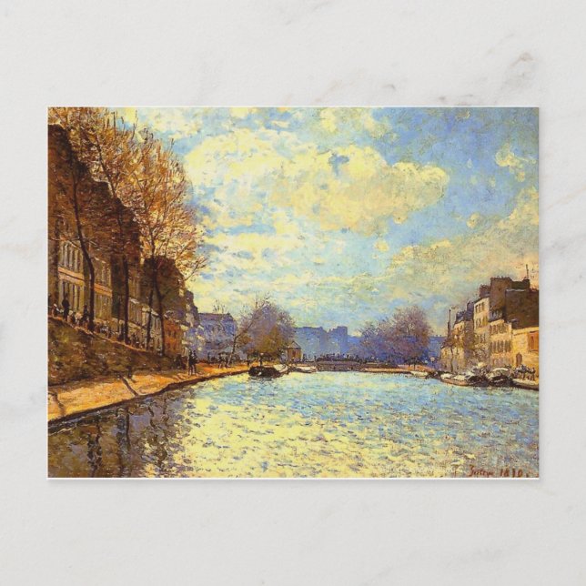 Carte Postale Canal St Martin par Sisley Impressionniste Peintur (Devant)
