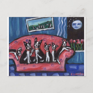 Carte Postale Canapé de la famille Boston Terrier