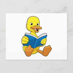Carte Postale Canard à Reading avec livre
