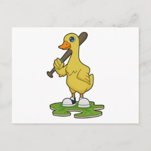 Carte Postale Canard au baseball avec batte de baseball