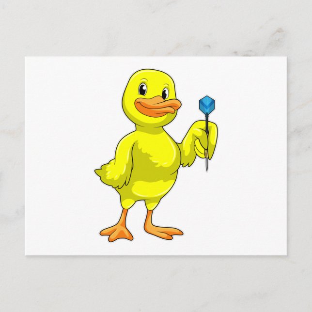 Carte Postale Canard aux fléchettes avec fléchette (Devant)