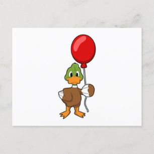 Carte Postale Canard avec ballon
