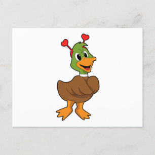 Carte Postale Canard avec bandeau de coeur
