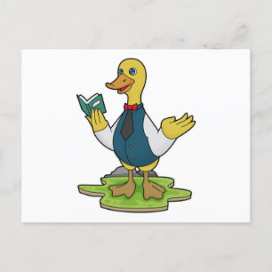 Carte Postale Canard comme enseignant avec livre