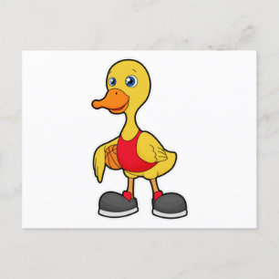 Carte Postale Canard comme joueur de basket-ball avec basket-bal