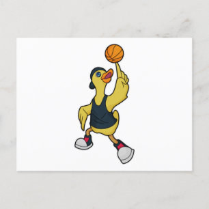 Carte Postale Canard comme joueur de basketball avec basket-ball