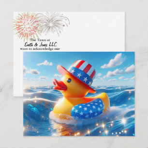 Carte Postale Canard en caoutchouc jaune américain patriotique