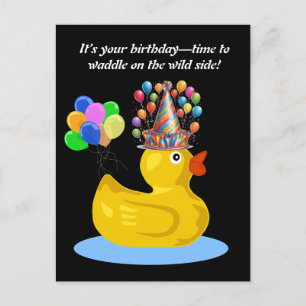 Carte Postale Canard en caoutchouc joyeux  Anniversaire amusant 