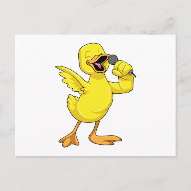 Carte Postale Canard en chanteur avec microphone (Devant)