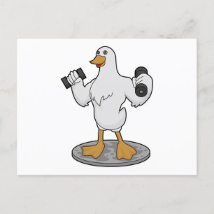 Carte Postale Canard en culturiste avec haltères