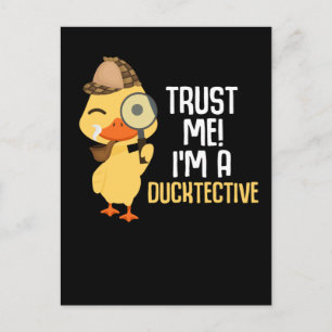 Carte Postale Canard mignon détective humour animal amateur de c