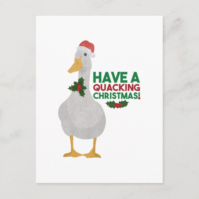 Carte Postale Canard Noël Pun : Avoir un Quitter Noël (Devant)