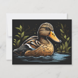Carte Postale Canard noir américain dans l'eau