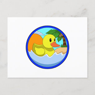 Carte Postale Canard sur la plage avec palmiers.PNG