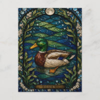 Canard, vitrail de lys des marais