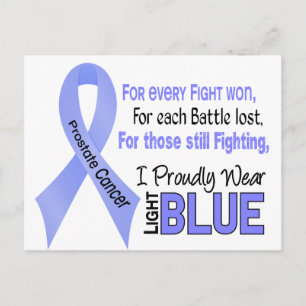 Carte Postale Cancer de la prostate Je Porte Fièrement Bleu clai