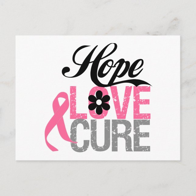 Carte Postale Cancer du sein HOPE LOVE CURE Cadeaux (Devant)