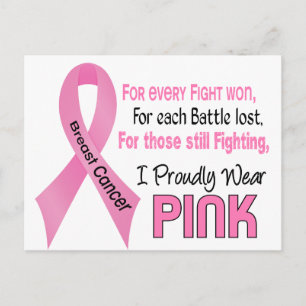 Carte Postale Cancer du sein Je porte fièrement le rose 1