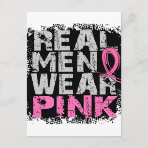 Carte Postale Cancer du sein Les vrais hommes portent le rose