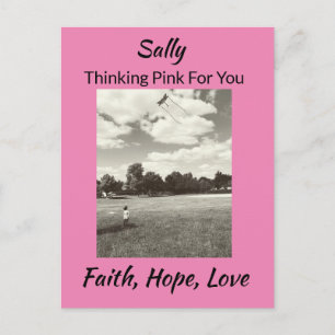Carte Postale Cancer du sein Pensée rose Foi Espérance Amour