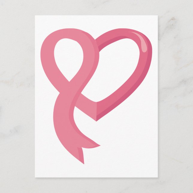 Carte Postale Cancer du sein Ruban du coeur rose (Devant)
