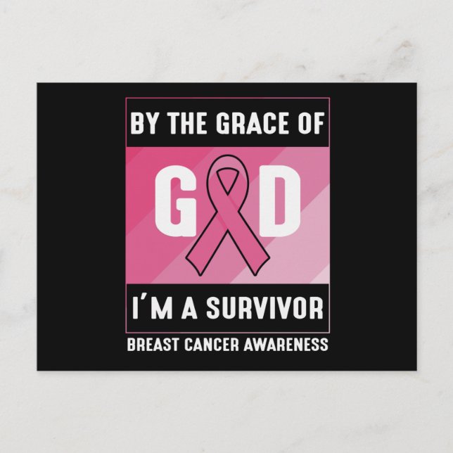 Carte Postale Cancer du sein Survivant Par la grâce chrétienne d (Devant)