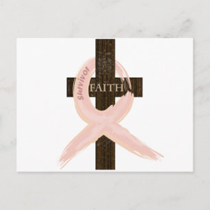 Carte Postale Cancer du sein Survivant rose Ruban-Croix de foi