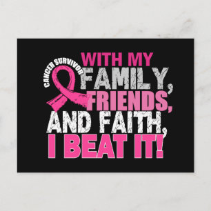 Carte Postale Cancer du sein Survivante Famille Amis Foi