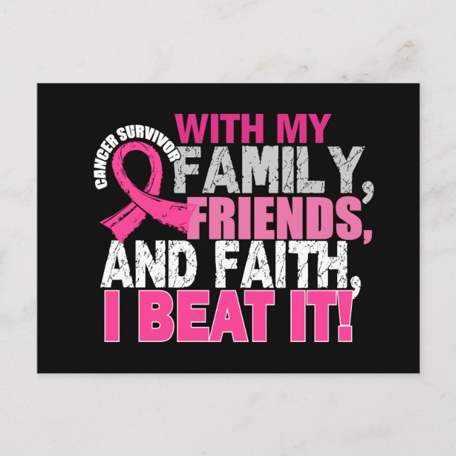 Carte Postale Cancer du sein Survivante Famille Amis Foi (Devant)