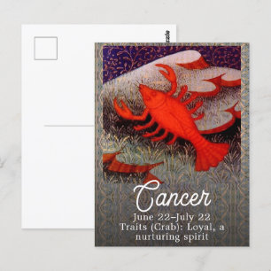 Carte Postale Cancer le crabe signe zodiaque fête d'anniversaire