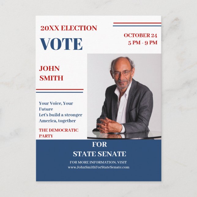 Carte Postale Candidat Introduction Campagne politique (Devant)