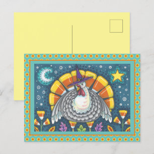 CARTE POSTALE CANDY CORN TURKEY, COLORÉ MERCI D'OFFRIR UN ART FO