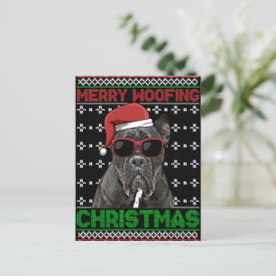 Carte Postale Cane Corso Chien drôle Merry Woofing Noël
