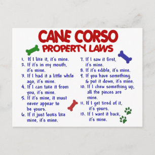 Carte Postale CANE CORSO Propriété Lois 2